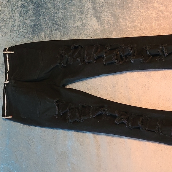 Black Destructed Blingy Jeans - Picture 3 of 3